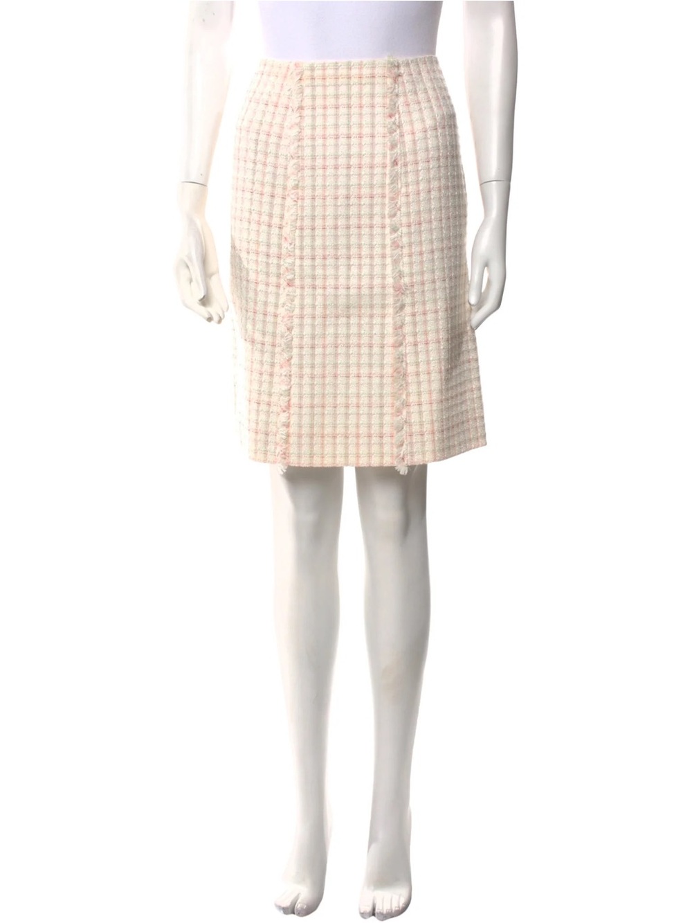 Chanel Cruise 2004 Karl Lagerfeld Tweed Raw-Edge Skirt FR 38